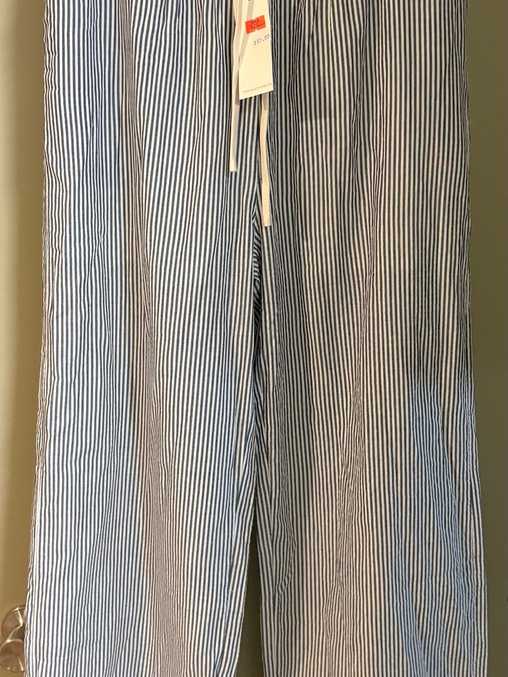 Women’s Navy & White Pinstripe Casual Drawstring Pants